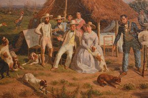 Detalj av Filippo Palizzis maleri, Kongefamilien i Napoli på jakt ved Galleria d
